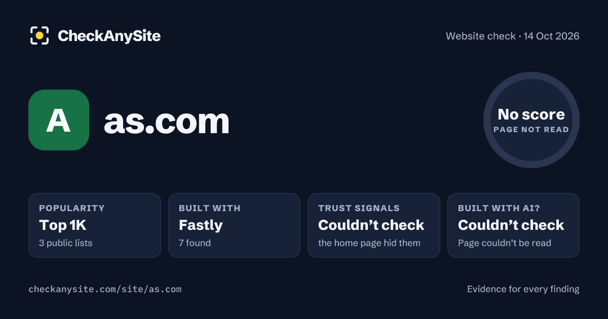 as.com on CheckAnySite: AI traces couldn’t check, popularity Top 1K, no score.