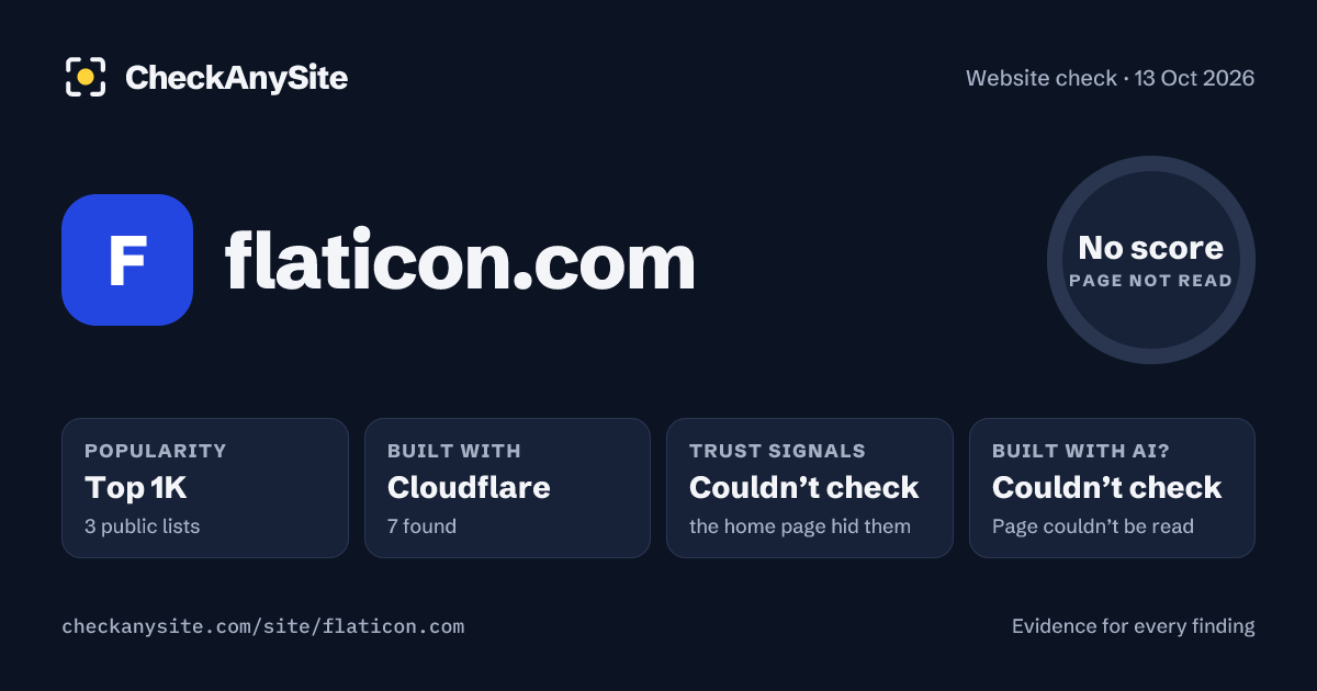 flaticon.com on CheckAnySite: AI traces couldn’t check, popularity Top 1K, no score.