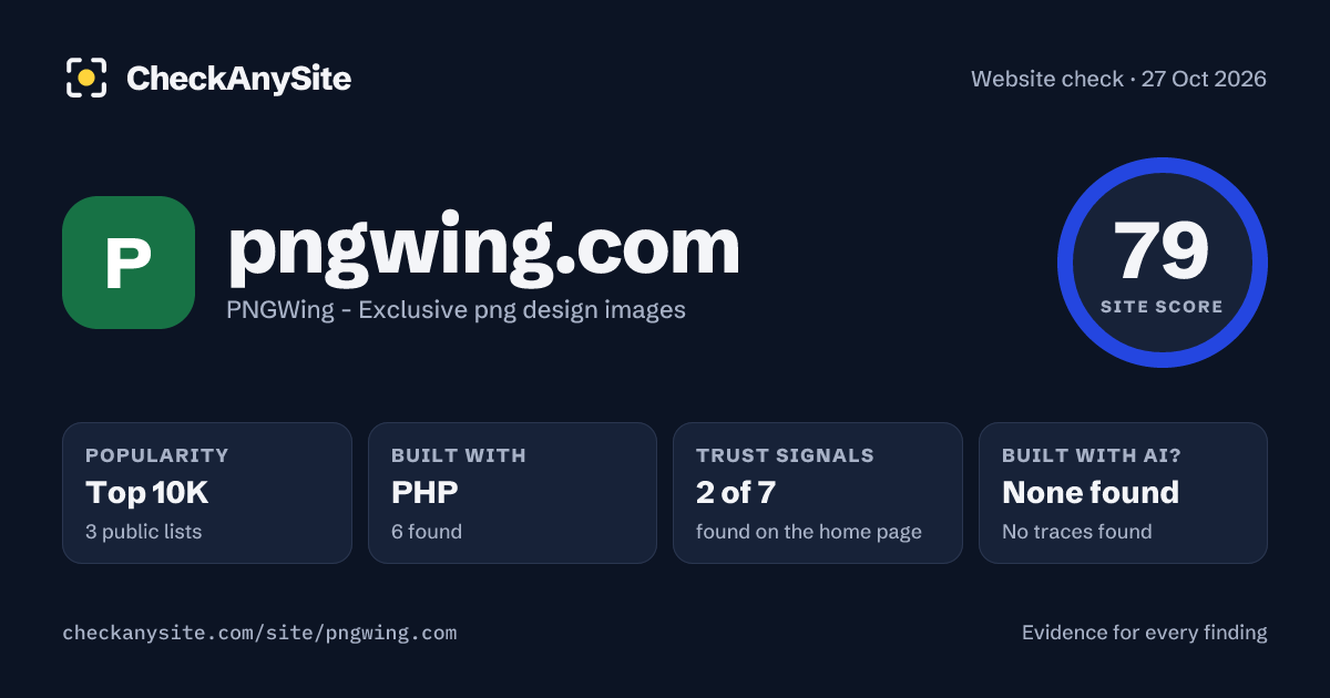 pngwing.com on CheckAnySite: AI traces none found, popularity Top 10K, site score 79 of 100.