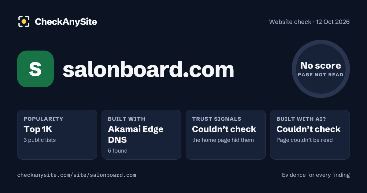 salonboard.com on CheckAnySite: AI traces couldn’t check, popularity Top 1K, no score.