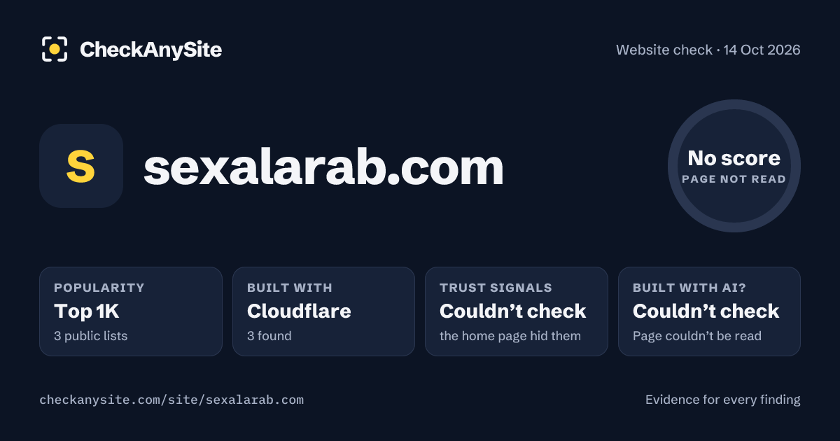 sexalarab.com on CheckAnySite: AI traces couldn’t check, popularity Top 1K, no score.