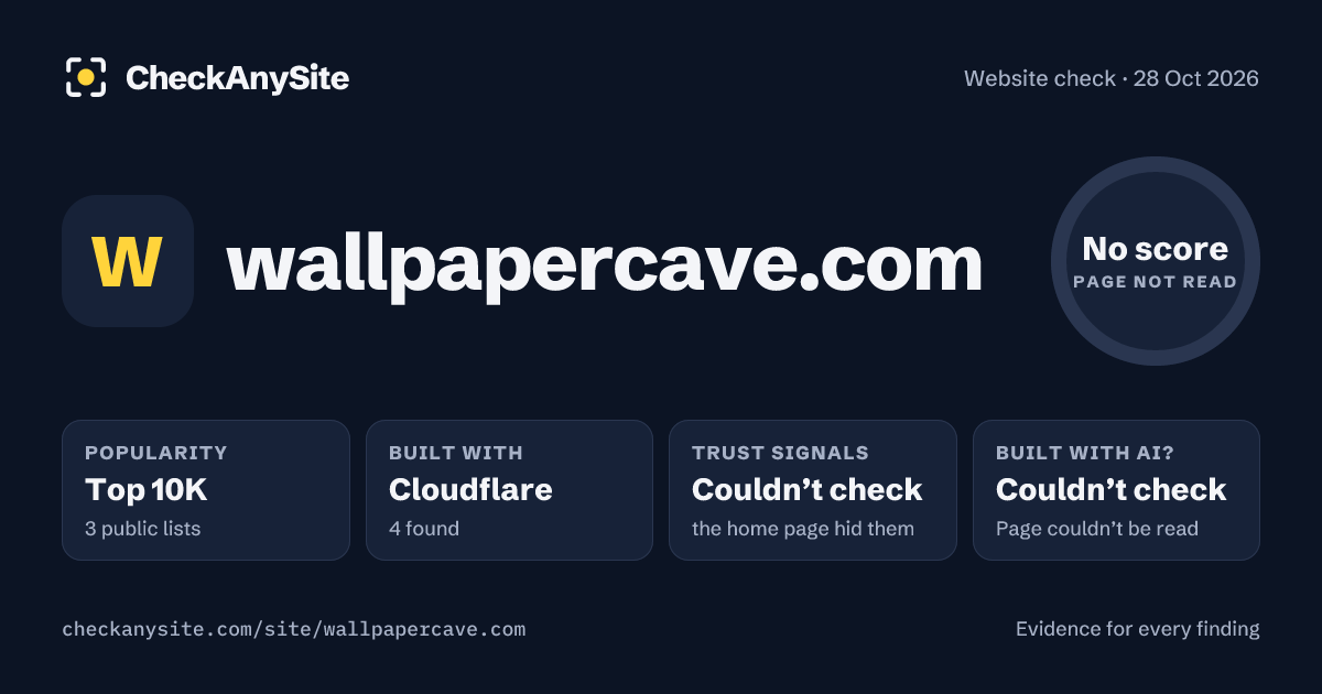 wallpapercave.com on CheckAnySite: AI traces couldn’t check, popularity Top 10K, no score.